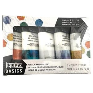 LIQUITEX BASICS Texture & Effects Acrylic Paint Mediums Set 5 x Tubes NEW in Box